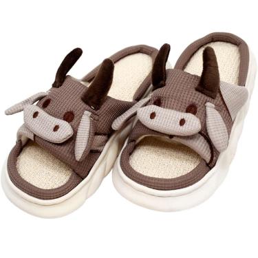 Imagem de Pantufas Sapatos Chinelo De Inverno Vaquinha Pelúcia Macio