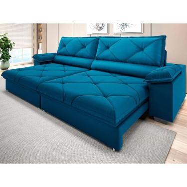 Imagem de Sofá com Carregador USB e Molas no Assento Retrátil Reclinável Nice 2,50m Velosuede - NETSOFAS