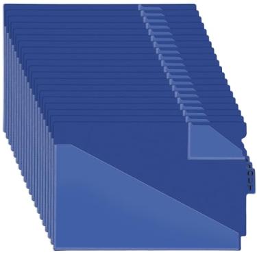 Imagem de 30 peças de guias centrais de poli guias de posição central de vinil guias de arquivo de plástico, dois bolsos, tamanho carta, pastas de projeto, suporte de documentos frontais transparentes para casa