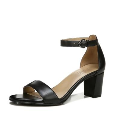 Imagem de Naturalizer Sandália feminina Vera com tira no tornozelo e salto bloco, Couro preto, 35