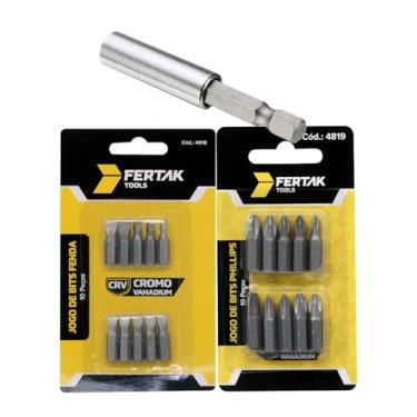 Imagem de Jogo de Bits 21 Peças, Fenda e Phillips com Adaptador Magnético 1/4", 60mm, Cromo Vanádio
