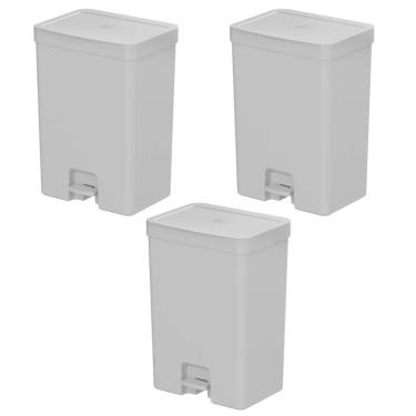 Imagem de 3X Lixeira De Banheiro Com Pedal 12 Litros Ou Trium Cinza