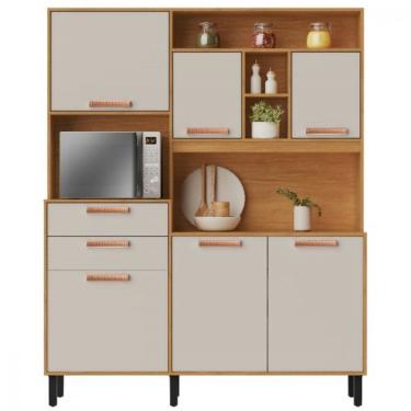 Imagem de Armário Itatiaia Kit Cozinha Nápoles 6 Portas 2 Gavetas Cinamomo Off White