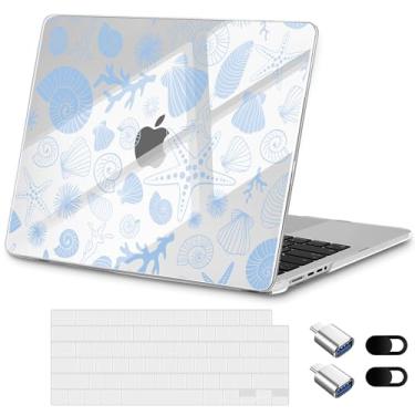 Imagem de Loyrina Capa para MacBook Pro de 16 polegadas 2024 M4 versão 2023 2021 – Design floral leve e moderno, capa transparente para laptop, com capa de teclado TPU e adaptadores OTG, capa