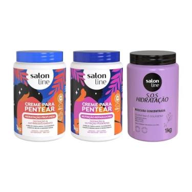 Imagem de Salon Line, Kit 2 Cremes de Pentear Hidratação e Nutrição + Máscara de Hidratação SOS Hidratação, Somente a Máscara Bio-Reconstrução Fortalecedora Não é Vegana - Para Todos os Tipos de Cabelos, 1 kg