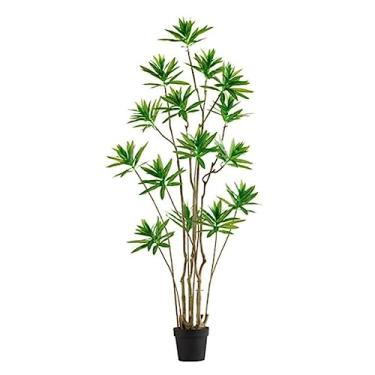 Imagem de Plantas artificiais, artificiais, plantas artificiais, vasos grandes, plantas tropicais falsas para decoração de casa, escritório, sala de estar, varanda, pátio, árvore falsa