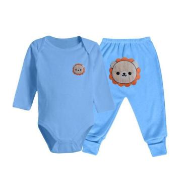 Imagem de Kit Conjunto Bebê 2 Peças Body Longo e Mijão Bumbum Bordado - Koala Ba