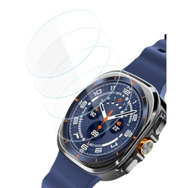 Imagem de Sinoacc Protetor de tela para Samsung Galaxy Watch Ultra 2025/2024 (47 mm), vidro temperado HD 9H, ajuste perfeito, antiarranhões, fácil instalação, pacote com 4
