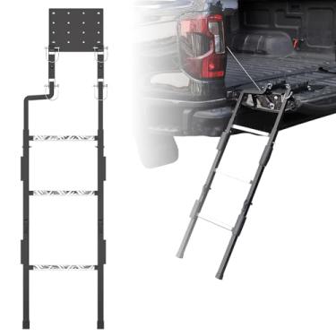 Imagem de Escada de porta traseira dobrável para caminhonete, escada traseira resistente, degraus antiderrapantes, altura ajustável, acessórios de caminhão de ajuste universal para Ram Ford, Chevy GMC, fácil
