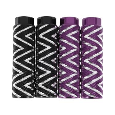 Imagem de Partuto 4 peças de pinos de bicicleta antiderrapantes de liga de alumínio com textura de onda de 100 mm de comprimento para bancos traseiros de bicicleta suportes de pedais de ciclismo eixos de 100 mm