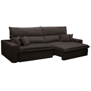 Imagem de Sofá Retrátil Reclinável Para Sala 3 Lugares 230cm Aisha F04 Veludo Marrom Escuro - Lyam Decor