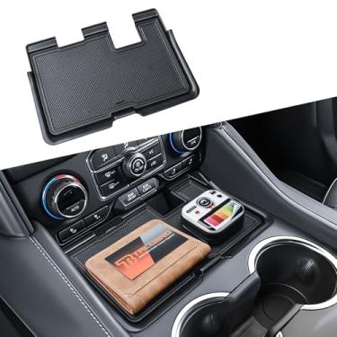 Imagem de TACOBRO Bandeja de console central compatível com Chevy Tahoe/Suburban e GMC Yukon 2021-2024 Organizador de capa de compartimento oculto (armazenamento extra com orifício USB, não para modelos Yukon