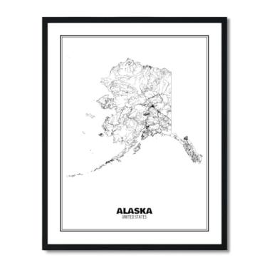 Imagem de Susie Arts Pôster de arte abstrata de mapa de rua do Estado do Alasca, 28 x 35,5 cm, sem moldura, decoração de parede, escritório em casa, escola, sds002
