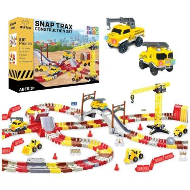 Imagem de Playset STEM Pista de Corrida Construção com 251 Peças e Carros Iluminados LED, USA Toyz, Amarelo