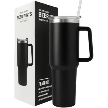 Imagem de Copo Térmico com Canudo Tampa e Alça 1,200L Copos Garrafas Termico para viagem vácuo dupla camada aço inoxidável, Caneca Termica Cafe Água Chá,Presente, Fitness PRETO (Rosa)