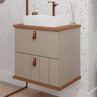 Imagem de Armário de Banheiro Milano 80cm 1 Porta e 1 Gaveta 100% Mdf Cappuccino/Freijó - Mgm Móveis