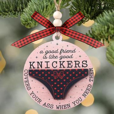 Imagem de Ornamento de amizade para pendurar amigos enfeites de Natal para mulheres, presentes para melhor amiga, árvore de Natal, roupa íntima, decorações redondas