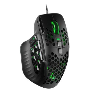 Imagem de SOLAKAKA Mouse para jogos SM809 para MMO, 24000 DPI, 16 programáveis, mouse RGB para jo...