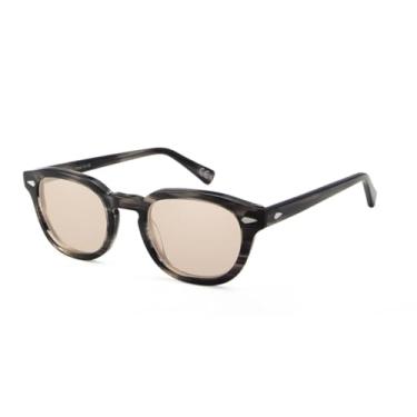 Imagem de HCHES Óculos de sol masculino retrô redondo médio feminino com lentes coloridas UV400 (cinza LORANGE)