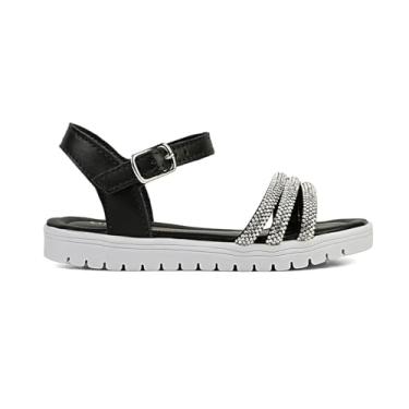 Imagem de Genérico, Sandália Preta Sola branca tira de Brilho transversal Infantil Menina Sintético Festa Passeio Brincar (BR, Criança de 4 a 8 anos, Numérico, 23)