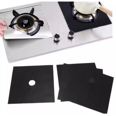 Imagem de Kit Protetor para Boca de Fogão Antiaderente Reutilizavel Kit Fogão Protetor Capa Liner Fogão