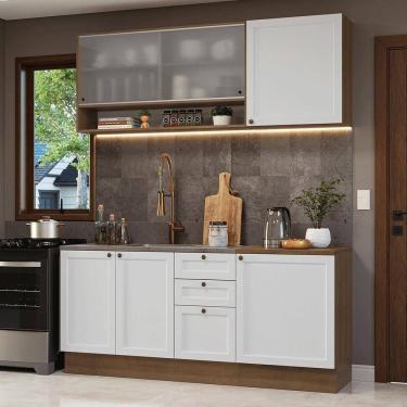 Imagem de Armário De Cozinha Compacta 180 Cm Rustic-branco Vik Madesa 03 Rustic-branco