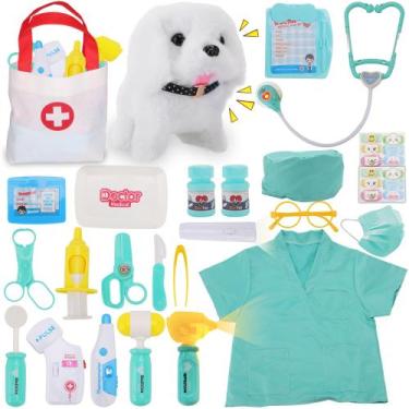 Imagem de Kit Toy Doctor TEUVO para meninas com cachorro de pelúcia e fantasia