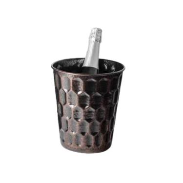 Imagem de Balde de gelo de aço inoxidável bicamada preservação do calor isolamento frio bonito KTV champanhe vinho tinto cerveja gelo bloco de gelo balde comercial (vermelho escuro)