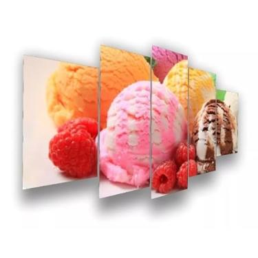Imagem de Kit quadro decorativo 5 peças 95x60cm Sorveteria