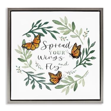 Imagem de Stupell Industries Spread Your Wings Butterflies Brown Framed Floater Canvas Wall Art, design por Elizabeth Tyndall, 18 x 18