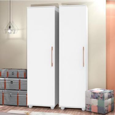 Imagem de Kit 2 Armário Organizador Multiuso 1 Porta 4 Prateleiras Sofia Branco 