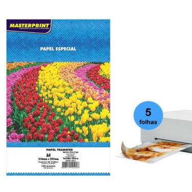 Imagem de Papel Transfer para Tecido Claro ou Branco 160g 5 Folhas a Prova dágua