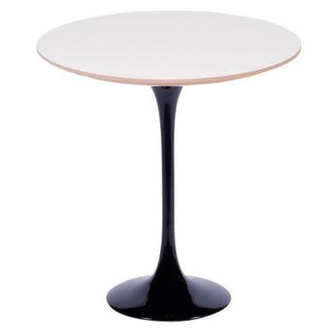 Imagem de Mesa Saarinen Lateral Fórmica Branca 42cm - Base Preta - mgsaarinen