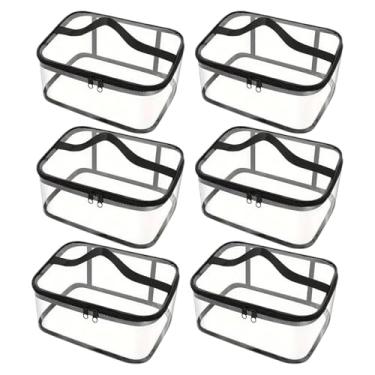 Imagem de Bolsa de armazenamento para blocos de montar | Organizador transparente de blocos de montar - Conjunto de 6 caixas de armazenamento de brinquedos, estojo de transporte de PVC para jogos de tabuleiro