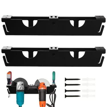 Imagem de Suporte de parede para esmerilhadeira angular | Suporte de ferramentas e moedor de ângulo de parede – Armazenamento multifuncional com 2 compartimentos para bancada de trabalho e oficina de garagem