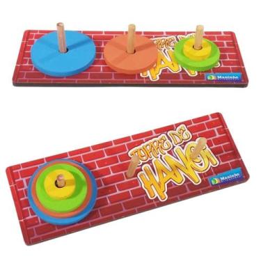 Imagem de Torre de Hanói Colorida em Madeira Brinquedo Educativo de Empilhar e E