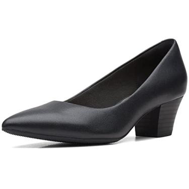 Imagem de Clarks Sapato de degrau Teresa Feminino, Couro preto, 6.5