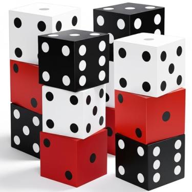 Imagem de Meyeyaia 12 peças de decorações de dados grandes, caixa de dados de 28 polegadas, decoração de festa, tema noturno, mesa gigante, de papelão, centros de mesa para formatura e festa de aniversário