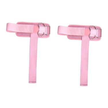 Imagem de Dynwave 2x Munhequeiras de Levantamento de Peso com Suporte Acolchoado e Anéis Duplos em D para Treinamento de Levantamento de Peso no Supino, para Homens e, Rosa 31.5x17cm