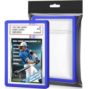 Imagem de 1 pacote com placa de cartão graduado com conjunto de para-choques de laje PSA, protetor de placa de TPU rígido PSA protetor de placa de cartão classificado com posição de etiqueta para cartões de