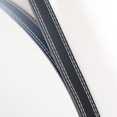 Imagem de Kit 2 Espelhos Redondos Lavabo Quarto Sala Banheiro Alça Em Couro 60cm C/Pino Suporte(Preto)