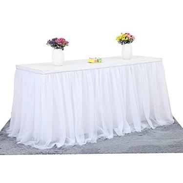 Imagem de Saia de Mesa Tule Artesanal Toalha Tecido Utensílios Decorativos para Retangular Redonda Decoração Casa Festa Casamento