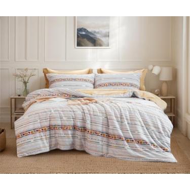 Imagem de SLEEPBELLA Conjunto de edredom Queen, 600 fios, algodão, amarelo, amarelo claro, reversível, 3 peças, tamanho Queen, amarelo