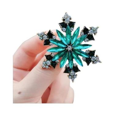 Imagem de Broches de floco de neve vermelho para mulheres strass beleza natal an