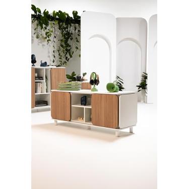 Imagem de Rack para Sala Elements Appennini Low Branco/Carvalho