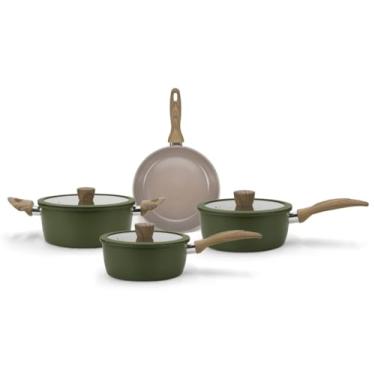 Imagem de JOGO DE PANELA 4 PÇS C/REVISTIMENTO CERAMICO VERDE