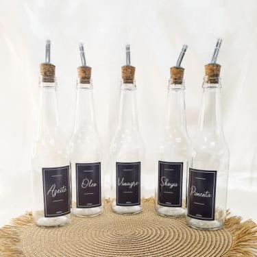 Imagem de Porta Azeite, Óleo e Vinagre  Frasco de Vidro 355ml com Bico Dosador R