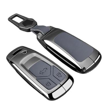 Imagem de Liga De Zinco Moda Carro Controle Remoto Chave Caso Capa Compatível Com Audi Q3 A4 A5 Q5 Q7 Sq7 8w S4 S5 Tt Tts 8s Rs Tfsi Chaveiro Acessórios(B-gun grey chain)