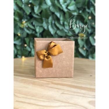 Imagem de 05 Cachepot Quadrado Kraft Liso Ou Branco Ouro Grande Pote 15 Com Laço