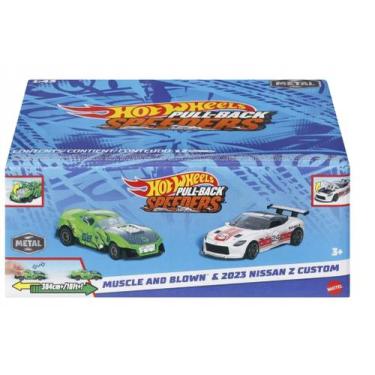 Imagem de Hpr91 hot wheels carros pullback pacote com 02 muscle e nissan hwh63 (
